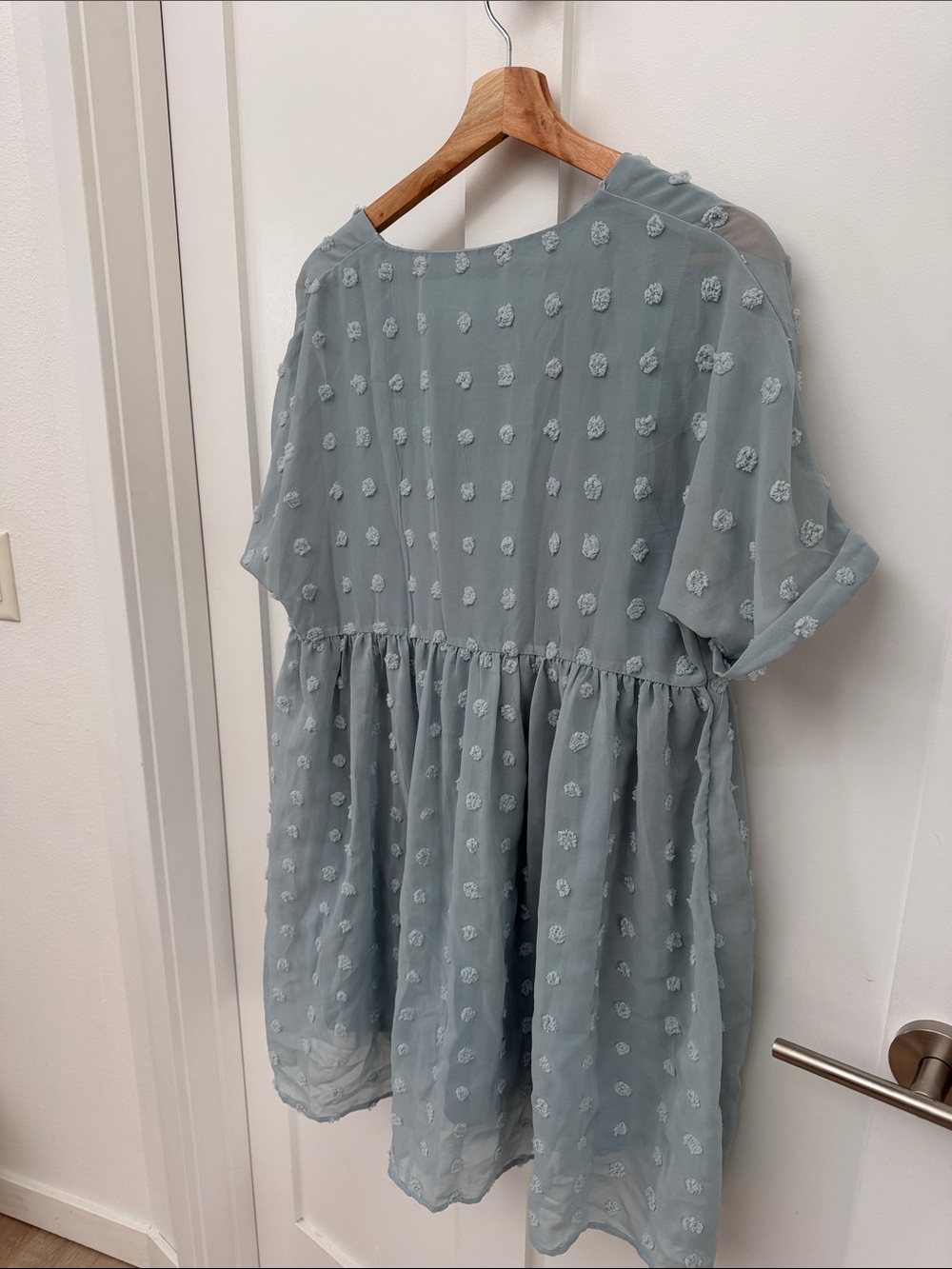 Women's blue  Textured Midi Dress babydoll boutique - Picture 2 of 2
